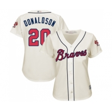 Women's Atlanta Braves #20 Josh Donaldson Replica Cream Alternate 2 Cool Base Baseball Jersey