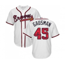 Men's Atlanta Braves #45 Kevin Gausman Authentic White Team Logo Fashion Cool Base Baseball Jersey