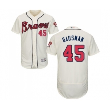 Men's Atlanta Braves #45 Kevin Gausman Cream Alternate Flex Base Authentic Collection Baseball Jersey