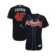 Men's Atlanta Braves #45 Kevin Gausman Navy Blue Alternate Flex Base Authentic Collection Baseball Jersey