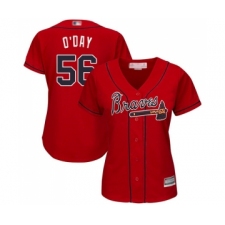 Women's Atlanta Braves #56 Darren O Day Replica Red Alternate Cool Base Baseball Jersey