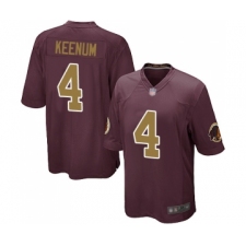 Men's Washington Redskins #4 Case Keenum Game Burgundy Red Gold Number Alternate 80TH Anniversary Football Jerseys