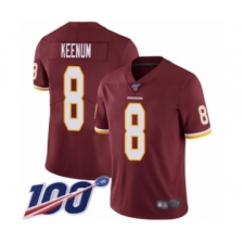 Men's Washington Redskins #8 Case Keenum Burgundy Red Team Color Vapor Untouchable Limited Player 100th Season Football Jersey