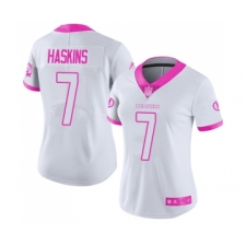 Women's Washington Redskins #7 Dwayne Haskins Limited White Pink Rush Fashion Football Jersey