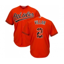 Men's Baltimore Orioles #2 Jonathan Villar Authentic Orange Team Logo Fashion Cool Base Baseball Jersey