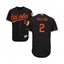 Men's Baltimore Orioles #2 Jonathan Villar Black Alternate Flex Base Authentic Collection Baseball Jersey