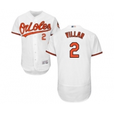 Men's Baltimore Orioles #2 Jonathan Villar White Home Flex Base Authentic Collection Baseball Jersey