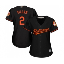 Women's Baltimore Orioles #2 Jonathan Villar Replica Black Alternate Cool Base Baseball Jersey