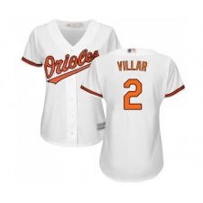 Women's Baltimore Orioles #2 Jonathan Villar Replica White Home Cool Base Baseball Jersey