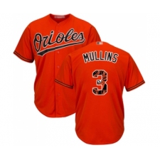 Men's Baltimore Orioles #3 Cedric Mullins Authentic Orange Team Logo Fashion Cool Base Baseball Jersey