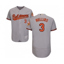 Men's Baltimore Orioles #3 Cedric Mullins Grey Road Flex Base Authentic Collection Baseball Jersey
