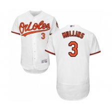 Men's Baltimore Orioles #3 Cedric Mullins White Home Flex Base Authentic Collection Baseball Jersey