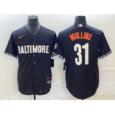 Men's Baltimore Orioles #31 Cedric Mullins Black 2023 City Connect Cool Base Stitched Jersey 1