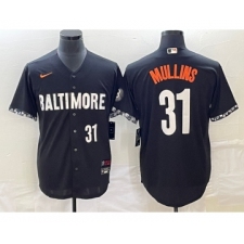 Men's Baltimore Orioles #31 Cedric Mullins Number Black 2023 City Connect Cool Base Stitched Jersey 2