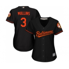 Women's Baltimore Orioles #3 Cedric Mullins Replica Black Alternate Cool Base Baseball Jersey