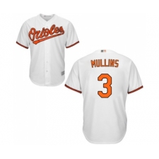 Youth Baltimore Orioles #3 Cedric Mullins Replica White Home Cool Base Baseball Jersey