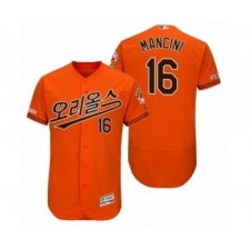 Men's 2019 Asian Heritage Month Baltimore Orioles #16 Trey Mancini Orange Korean Flex Base Jersey