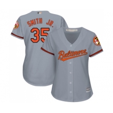 Women's Baltimore Orioles #35 Dwight Smith Jr. Replica Grey Road Cool Base Baseball Jersey