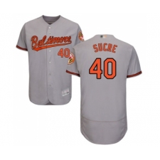 Men's Baltimore Orioles #40 Jesus Sucre Grey Road Flex Base Authentic Collection Baseball Jersey