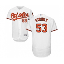 Men's Baltimore Orioles #53 Dan Straily White Home Flex Base Authentic Collection Baseball Jersey