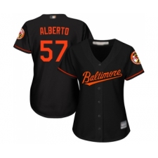 Women's Baltimore Orioles #57 Hanser Alberto Replica Black Alternate Cool Base Baseball Jersey
