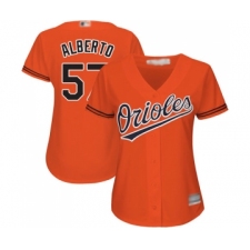 Women's Baltimore Orioles #57 Hanser Alberto Replica Orange Alternate Cool Base Baseball Jersey