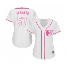 Women's Baltimore Orioles #57 Hanser Alberto Replica White Fashion Cool Base Baseball Jersey