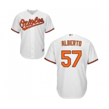 Youth Baltimore Orioles #57 Hanser Alberto Replica White Home Cool Base Baseball Jersey