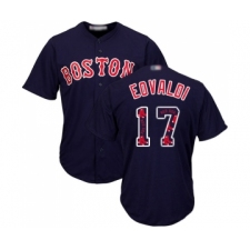 Men's Boston Red Sox #17 Nathan Eovaldi Authentic Navy Blue Team Logo Fashion Cool Base Baseball Jersey