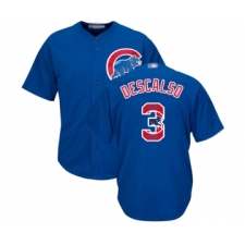 Men's Chicago Cubs #3 Daniel Descalso Authentic Royal Blue Team Logo Fashion Cool Base Baseball Jersey