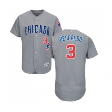 Men's Chicago Cubs #3 Daniel Descalso Grey Road Flex Base Authentic Collection Baseball Jersey