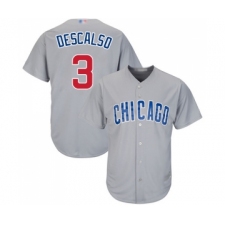Men's Chicago Cubs #3 Daniel Descalso Replica Grey Road Cool Base Baseball Jersey