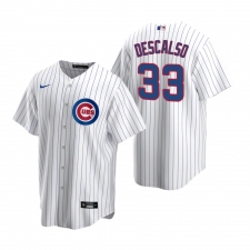 Men's Nike Chicago Cubs #33 Daniel Descalso White Home Stitched Baseball Jersey