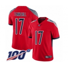 Men's Tennessee Titans #17 Ryan Tannehill Limited Red Inverted Legend 100th Season Football Jersey