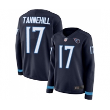 Women's Tennessee Titans #17 Ryan Tannehill Limited Navy Blue Therma Long Sleeve Football Jersey