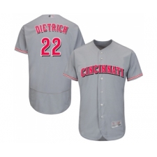 Men's Cincinnati Reds #22 Derek Dietrich Grey Road Flex Base Authentic Collection Baseball Jersey
