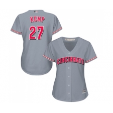 Women's Cincinnati Reds #27 Matt Kemp Replica Grey Road Cool Base Baseball Jersey
