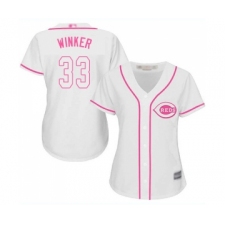 Women's Cincinnati Reds #33 Jesse Winker Replica White Fashion Cool Base Baseball Jersey