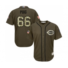 Youth Cincinnati Reds #66 Yasiel Puig Authentic Green Salute to Service Baseball Jersey