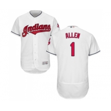 Men's Cleveland Indians #1 Greg Allen White Home Flex Base Authentic Collection Baseball Jersey