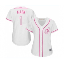 Women's Cleveland Indians #1 Greg Allen Replica White Fashion Cool Base Baseball Jersey