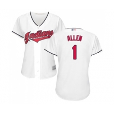 Women's Cleveland Indians #1 Greg Allen Replica White Home Cool Base Baseball Jersey