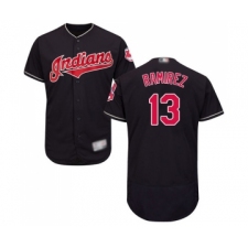 Men's Cleveland Indians #13 Hanley Ramirez Navy Blue Alternate Flex Base Authentic Collection Baseball Jersey