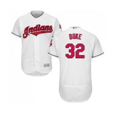 Men's Cleveland Indians #32 Zach Duke White Home Flex Base Authentic Collection Baseball Jersey