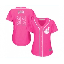 Women's Cleveland Indians #32 Zach Duke Replica Pink Fashion Cool Base Baseball Jersey