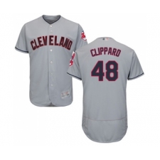 Men's Cleveland Indians #48 Tyler Clippard Grey Road Flex Base Authentic Collection Baseball Jersey