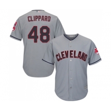 Men's Cleveland Indians #48 Tyler Clippard Replica Grey Road Cool Base Baseball Jersey