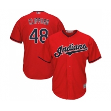 Men's Cleveland Indians #48 Tyler Clippard Replica Scarlet Alternate 2 Cool Base Baseball Jersey