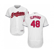 Men's Cleveland Indians #48 Tyler Clippard White Home Flex Base Authentic Collection Baseball Jersey