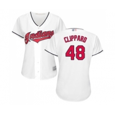 Women's Cleveland Indians #48 Tyler Clippard Replica White Home Cool Base Baseball Jersey
